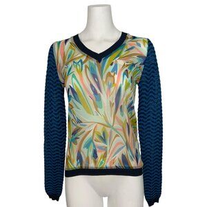 Missoni For Target Mixed Media V Neck Sweater S Blue NEW